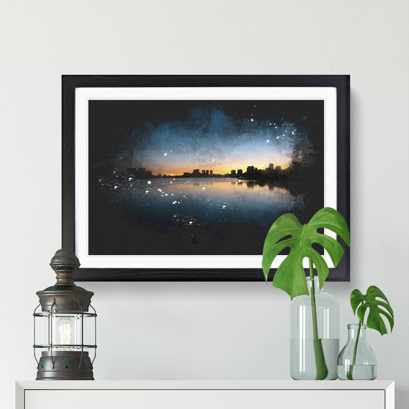 Cambridge Massachusetts Skyline - Framed Print, 24cm H x 33cm W x 2cm D, Black Framed