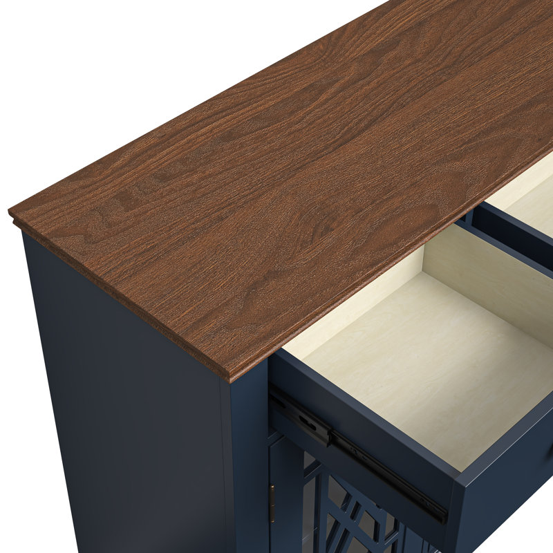 Buffet avec rangement, Bleu marine / brun foncé