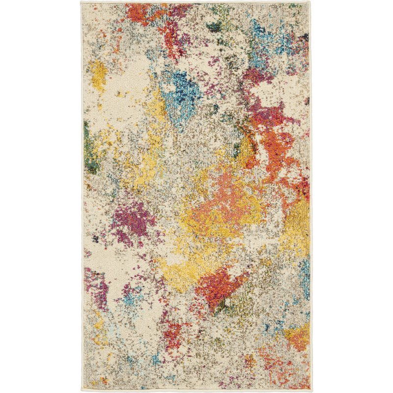 Tapis contemporain contemporain ivoire, Rectangle 2 pi 2 po x 3 pi 9 po