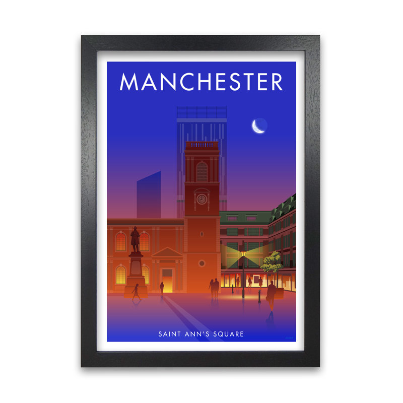 Manchester Saint Ann's Square by Stephen Millership - Print, 84.1 cm H x 59.4 cm W x 5 cm D, Black