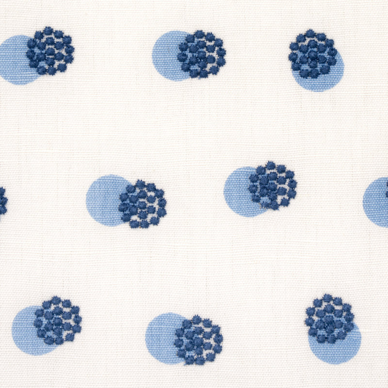 Tissu de broderie Taylor, Bleu/Ivoire