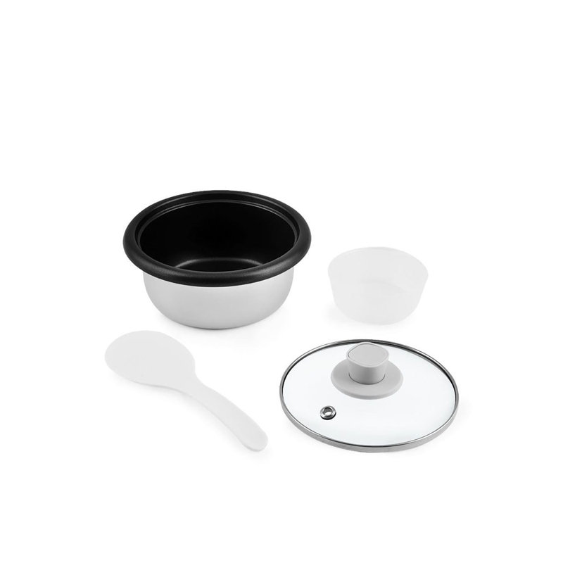 Compact White Nonstick Rice and Grain Cooker