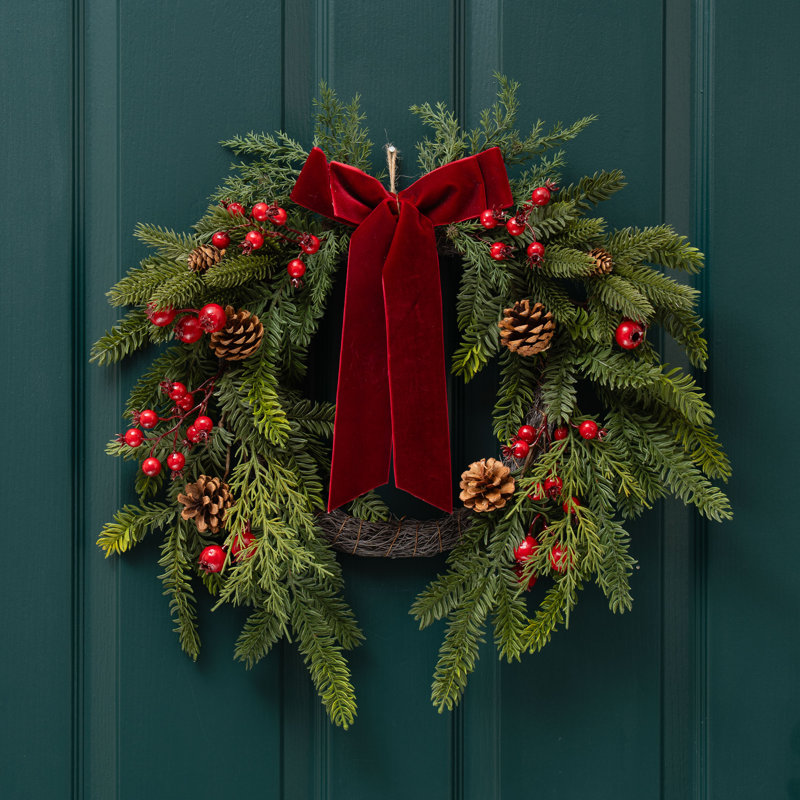 50cm Real Touch Wreath with Velvet Bow