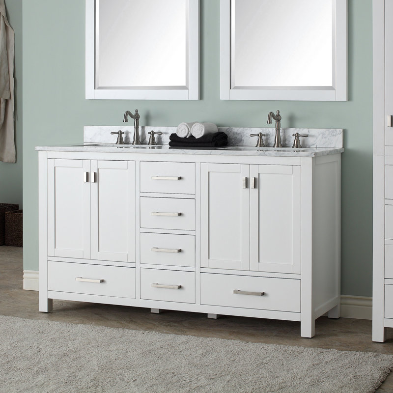 Modero 60'' W Double Bathroom Vanity Base, White