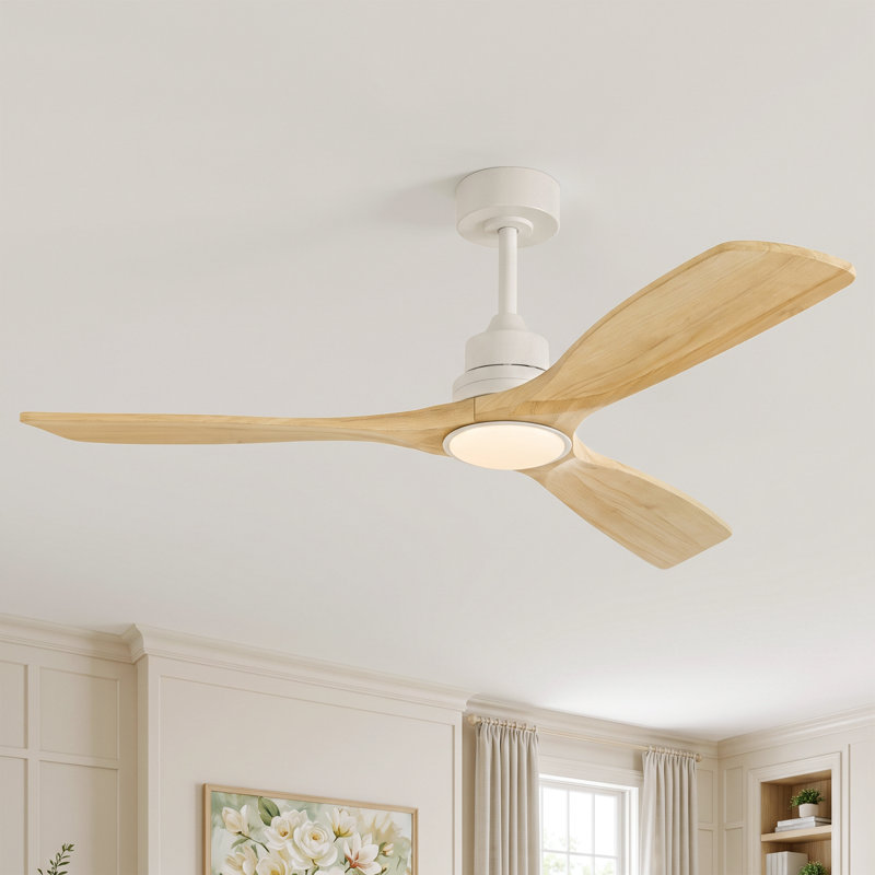 Ventilateur de plafond Karlena 52 po de style ferme moderne, à intensité variable, avec éclairage DEL, télécommande, 3 couleurs, 6 vitesses, réversible et moteur CC silencieux.