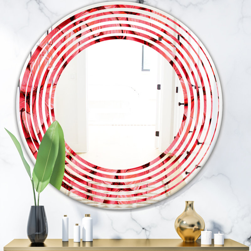 Coastal Frameless Wall Mirror, 31.5" H x 31.5" W, Wave Butterflies