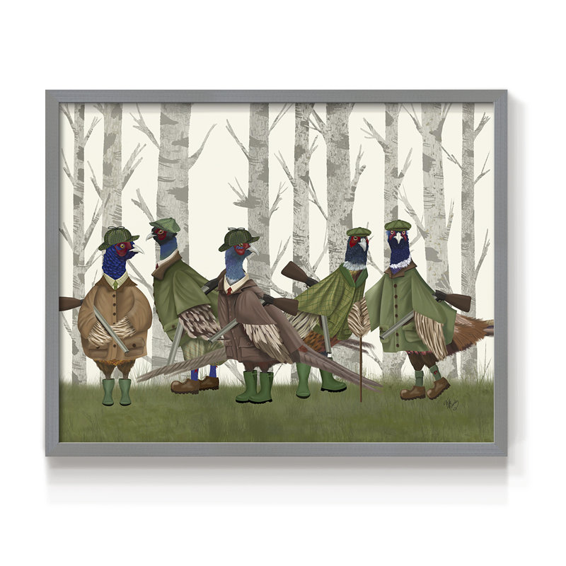 Faisan du groupe de tir 3 - Reproduction encadrée - Restickable, Gris, H 16 po x l 20 po