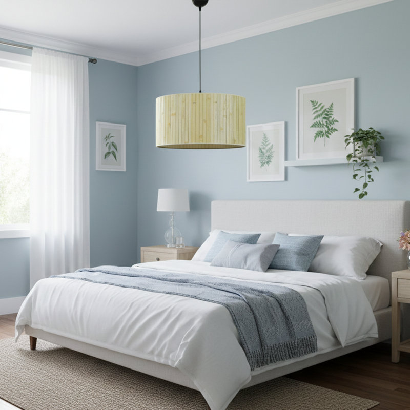 Lustre en bambou 1 lumière Oasis, Vert clair