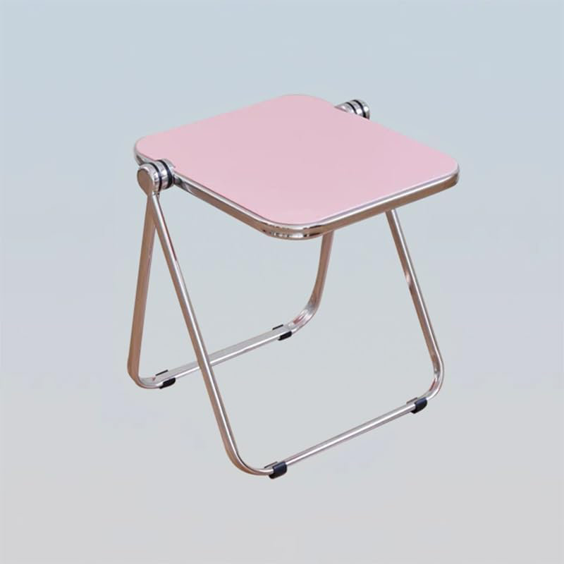 Acrylic Foldable Table, Transparent Portable Side Table, Sofa Side Table, Small Spaces Tv Trays Table Stool For Couch Snack (Color : Pink)