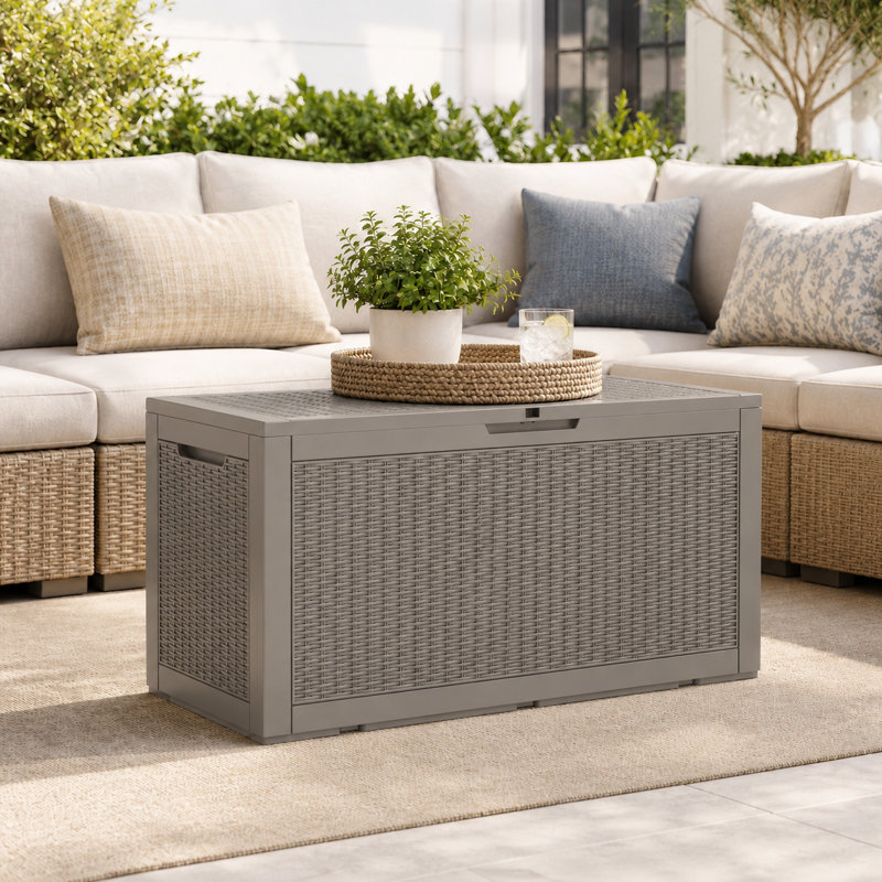 120 Gallon Durable Resin Outdoor Storage and Organization Deck Box Ideal For Garden Patio Furniture and Supplies, Gray