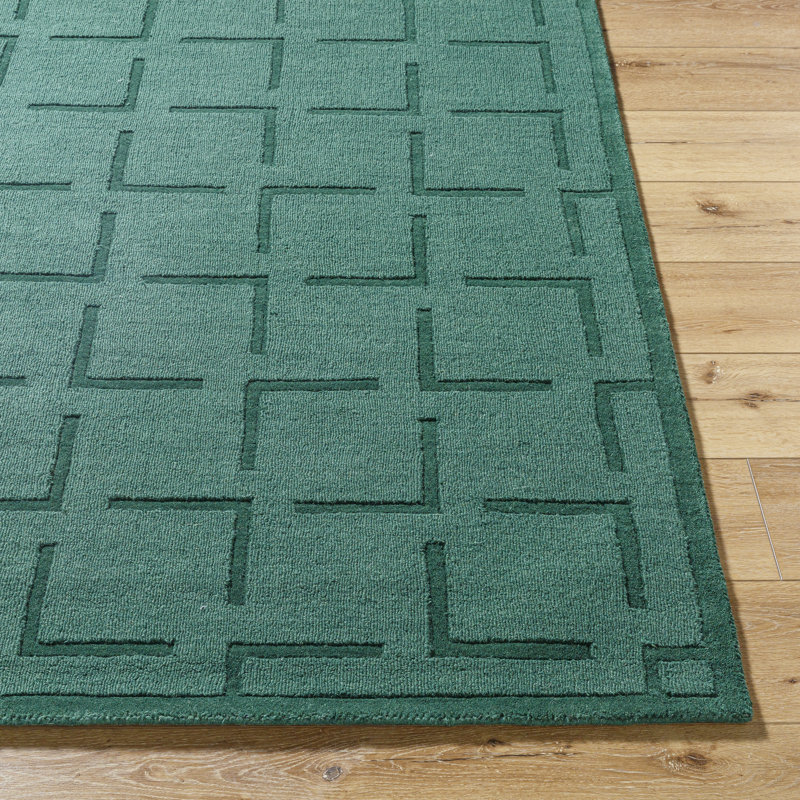 Loretto Hand Loomed Green Wool Geometric 8' x 10' Rug