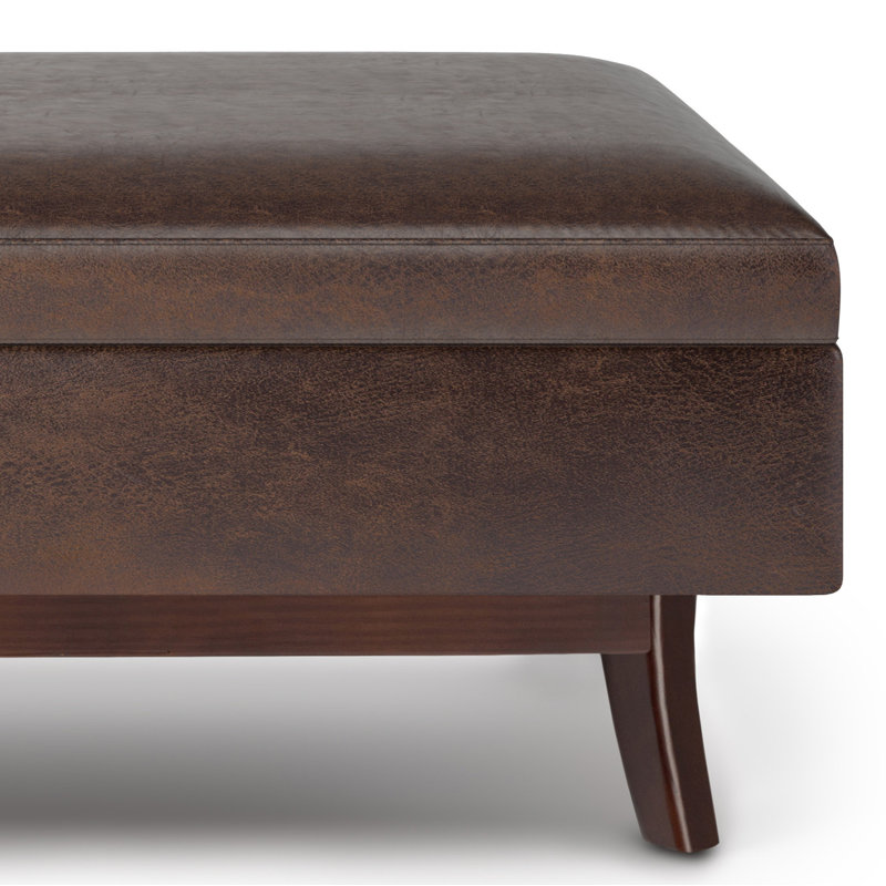 Pouf de rangement en similicuir brun et châtaigne de 122 cm