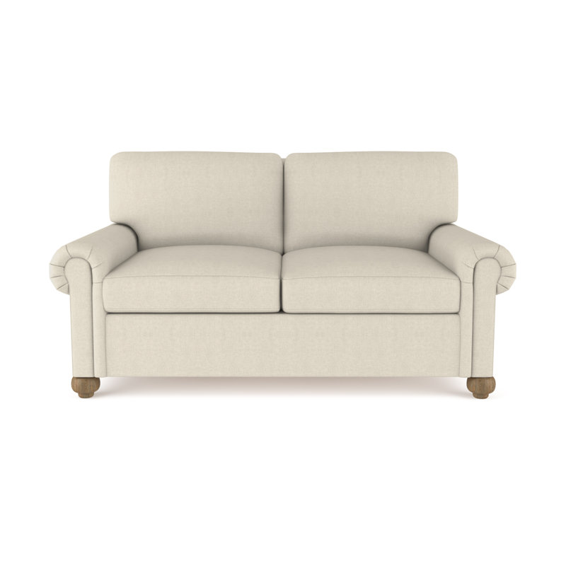 Leroy Loveseat, Weathered, Plush Velvet Alabaster, 36" H x 72" W x 43" D