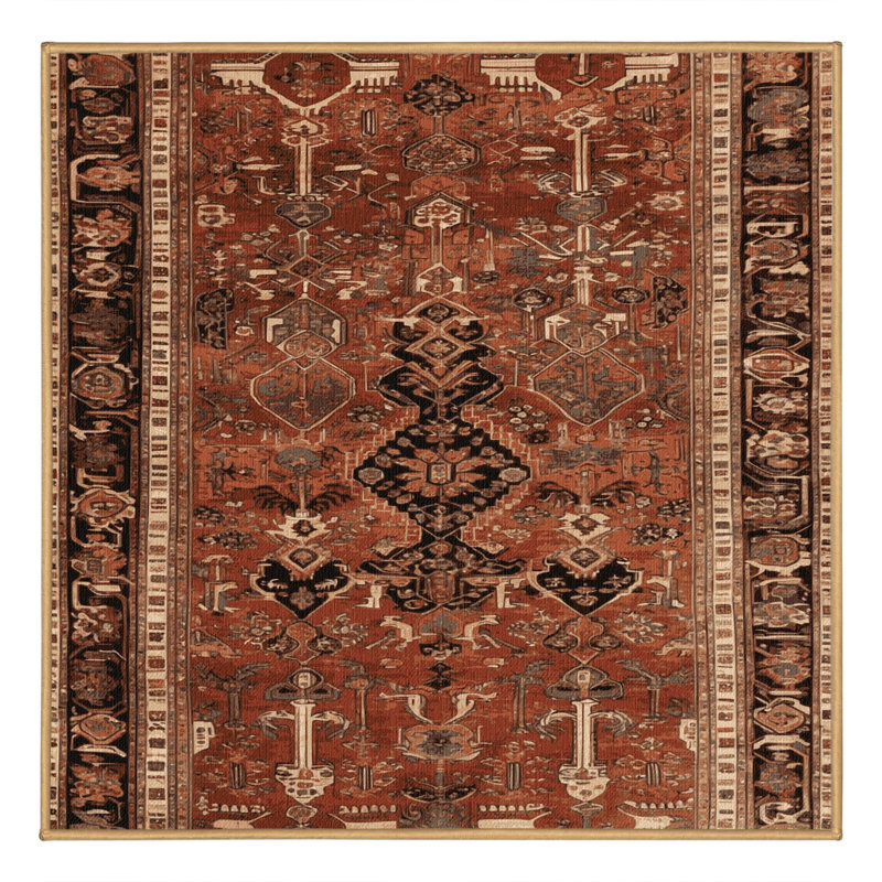Tapis brun lavable à la machine, Carré 5 pi
