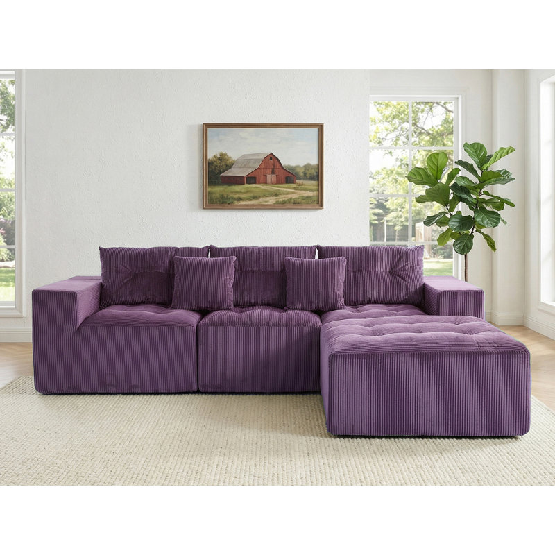 Canapé modulaire de 101 po sans assemblage requis, Violet