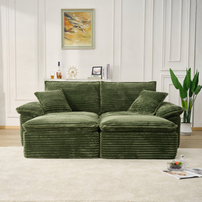 Modular Compression Sectional Sofa with Ottomans, No Assembly