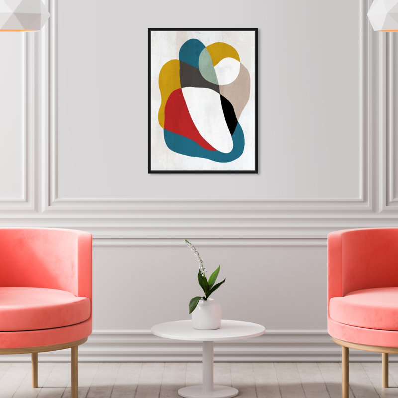 «Lovely Weather Modern Blue», impression sur toile, Toile avec cadre flottant noir, H 21 po x l 17 po x P 1,75 po