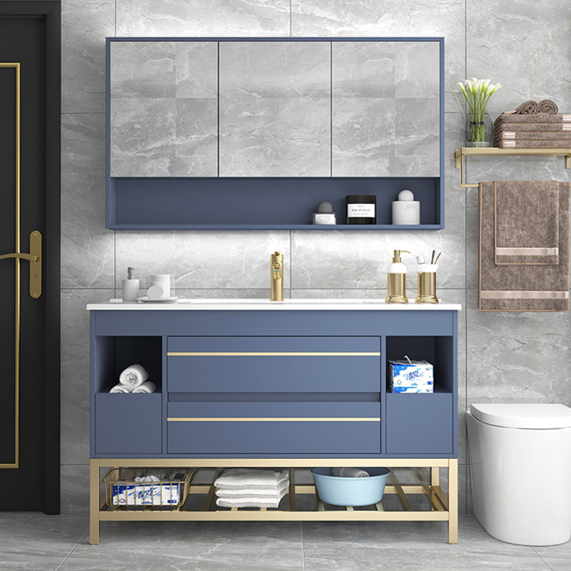 Armoire de salle de bain simple et luxueuse de style nordique, Bleu
