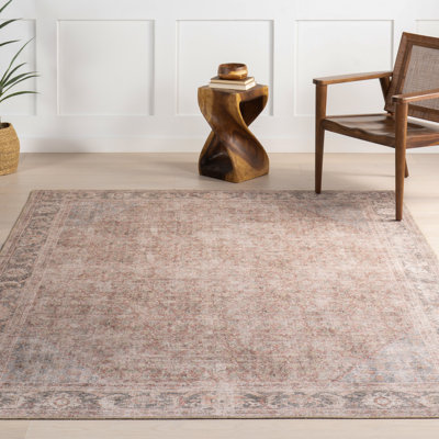 Jeccica Distressed Vintage Medallion Jute Blend Polyester Area Rug