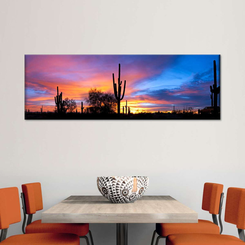 Coucher de soleil dans le désert de Sonora sur toile, H 8 po x l 24 po x P 1 po