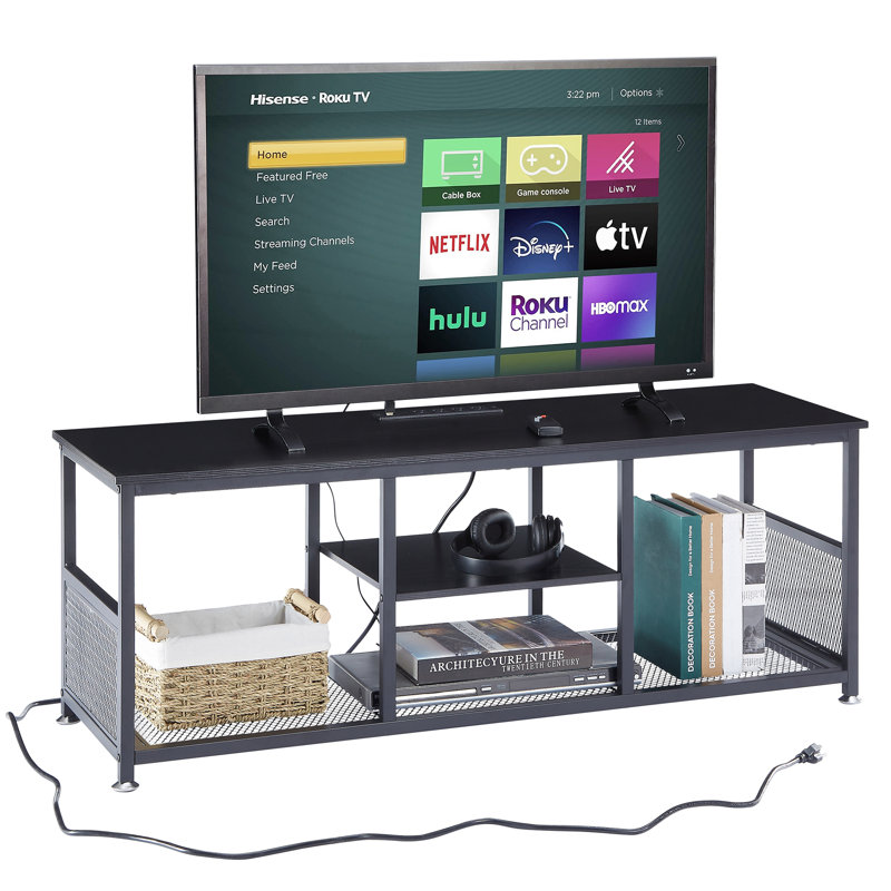 Meuble télé avec prises de courant, 47", Noir