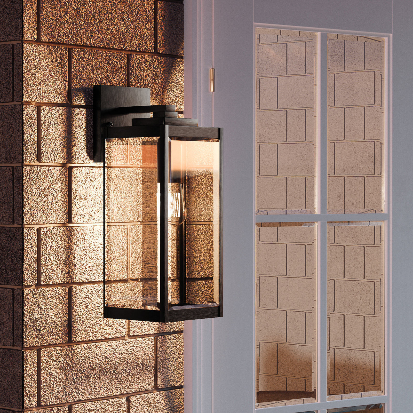 Ainsworth Earth Black Outdoor Wall Lantern, 20" H x 7" W x 8.5" D