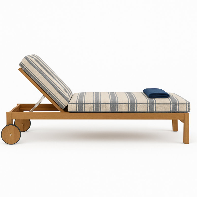 Chaise longue d'extérieur en teck Jean-Luc