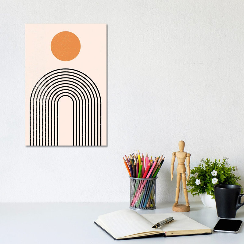 Mid Century Sunrise by EnShape - Wrapped Canvas Print, 20.32 cm H x 30.48 cm W