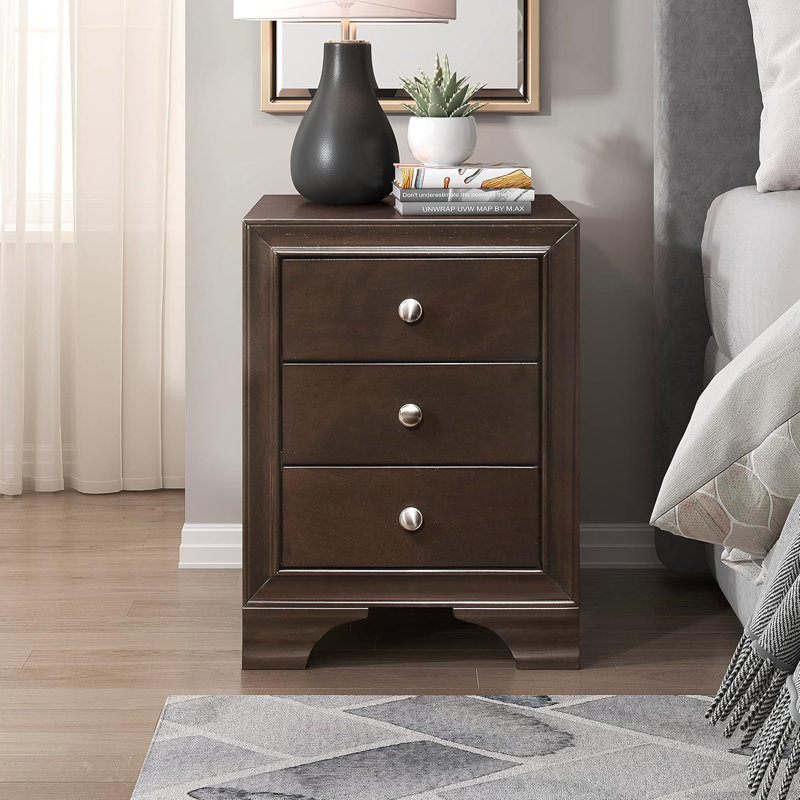 Three Drawer Bedside Table