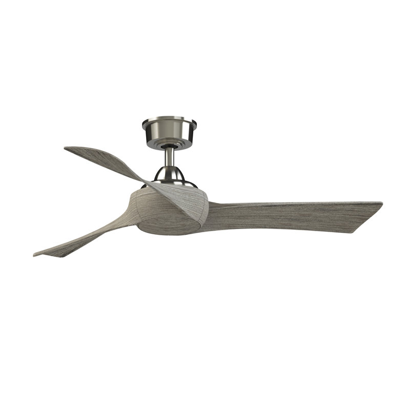 Wrap Custom 48 inch Indoor/Outdoor Ceiling Fan - Brushed Nickel with Weathered Wood blades, Weathered Wood, Brushed Nickel