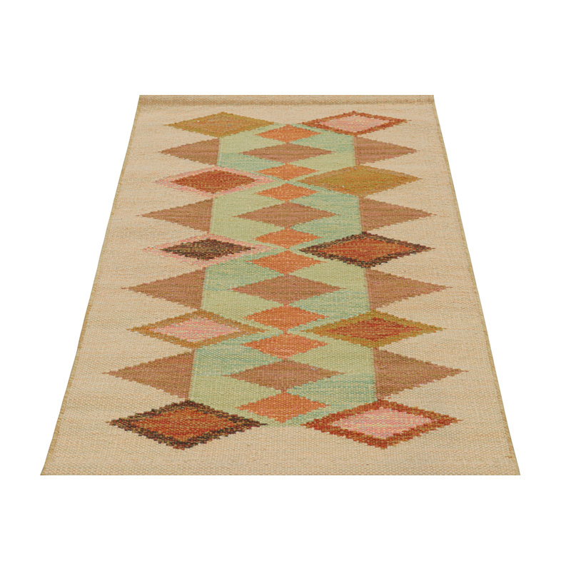 Scandinavian Hand Knotted Wool Geometric Area Rug, Rectangle 12' x 16'