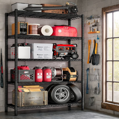 Heavy Duty Storage Shelves, Wire Shelving Unit With Wheels, Commercial Adjustable Metal Shelves For Storage, Garage Rack Pantry Shelves Kitchen Shelving