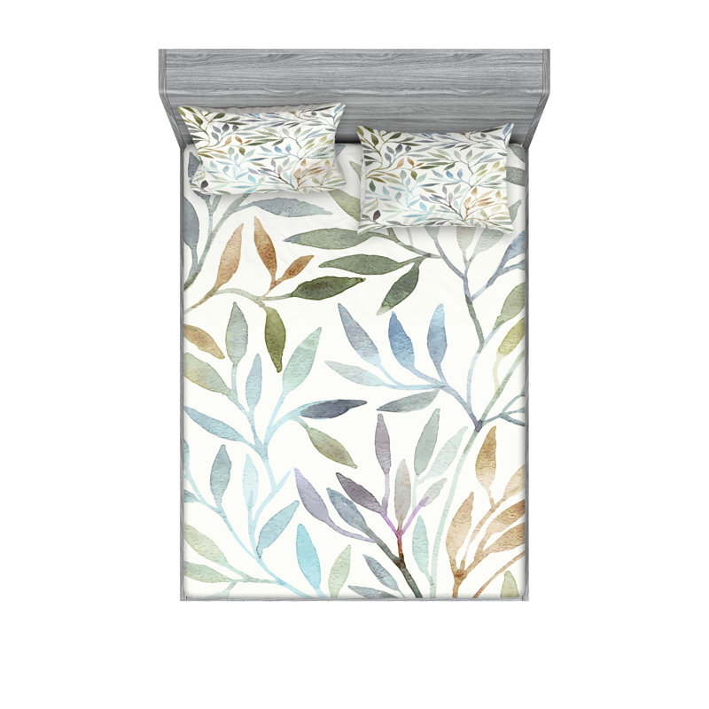 Multicolore ensemble de draps et taies décoratives Ambesonne, Ensemble de draps pour très grand lit avec 4 taie