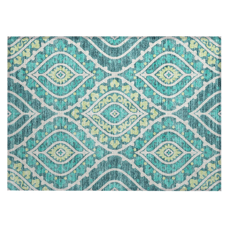 Alleigh Washable Paisley Indoor / Outdoor Rug, Rectangle 1'8" x 2'6"