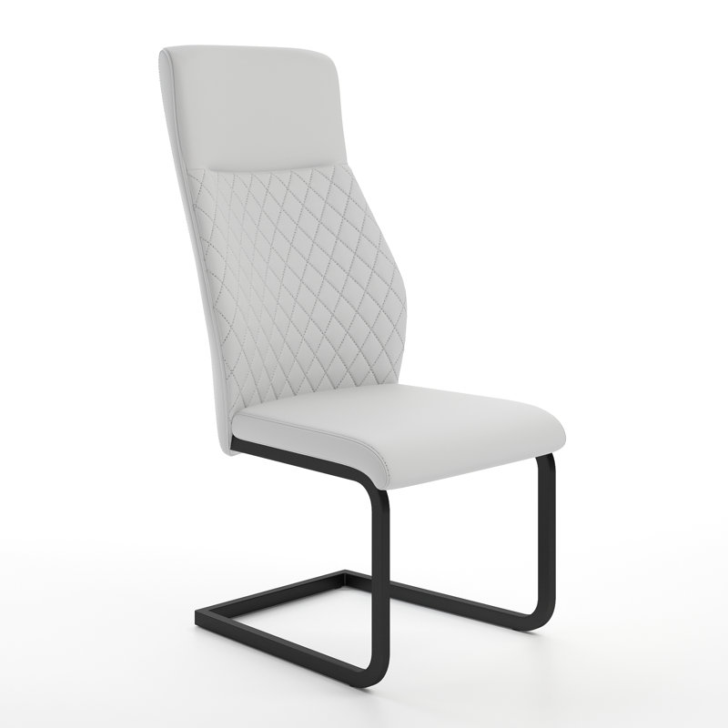 Lynasia Faux Leather Side Chair, White, Black