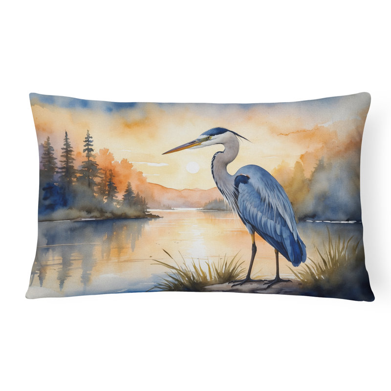 Coussin Blue Heron in the Golden Hour, Rectangle H 12 po x l 16 po