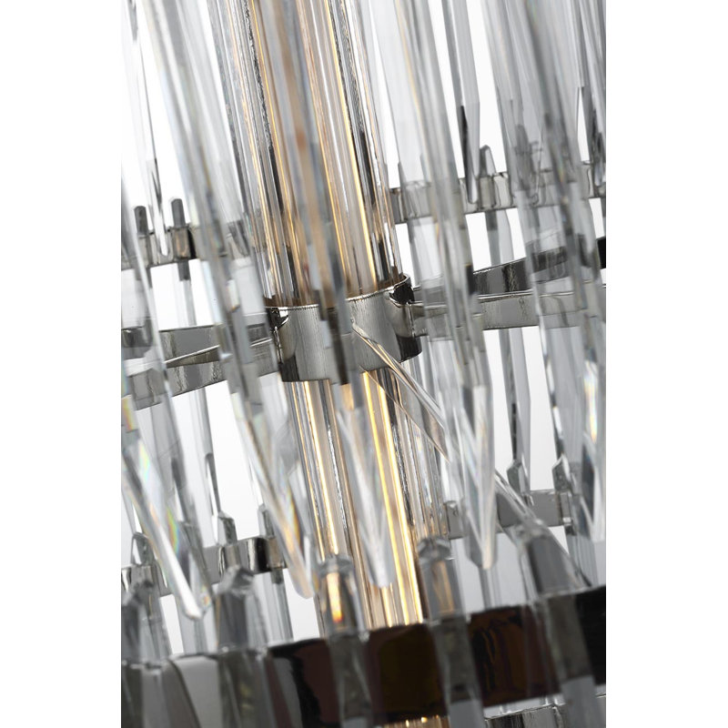 Waterford Killarney 32" Layered Drum Chandelier with Clear Crystal, Polished Nickel