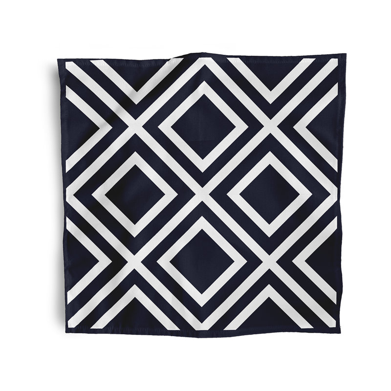 Laronica Polyester Geometric Square Napkin, Navy