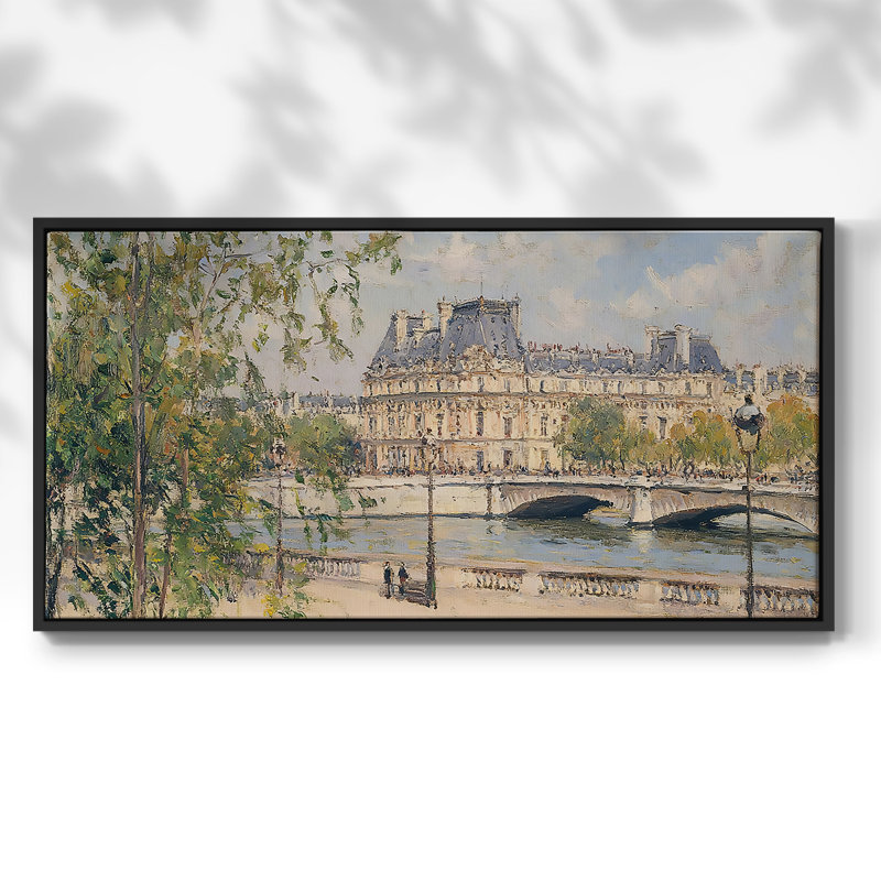 Série paysage - Lxxxiv - Toile tendue avec châssis encadré - Prêt à être accroché, H 21 po x l 41 po, Noir