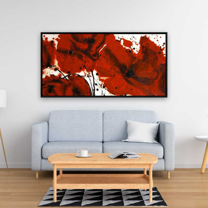 Abstrait champ de fleurs rouges - décor de chambre à coucher romantique