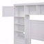 Structure de lit double en bois, armoire tout-en-un, tablette