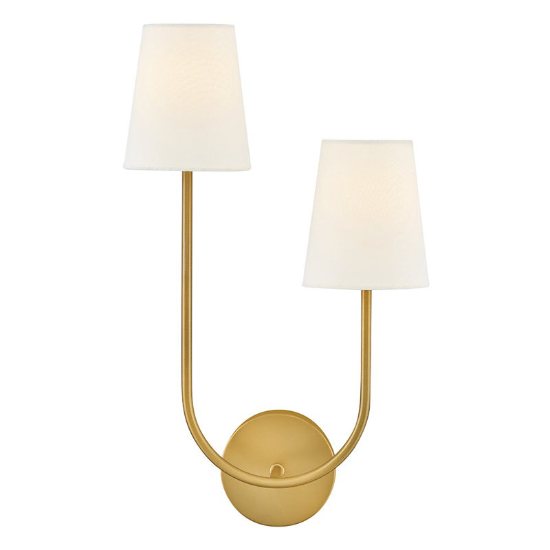 Applique murale 2 lumières en lin blanc gaucher, Bronze