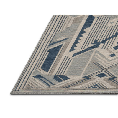 Washable Coastal Geometry Plus Coastal Area Rug