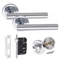  Straight T-Bar Bathroom Classic Door Handles Set in Polished Chrome Finish with Thumbturn & Mortise Lock