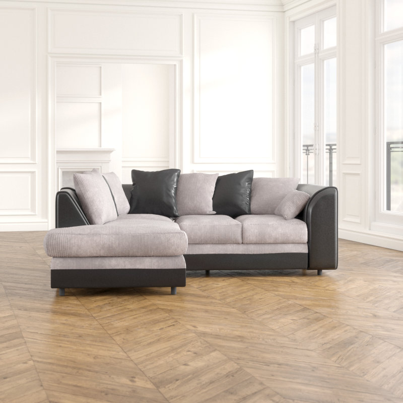 Corner Sofa, Left facing, Black/Grey