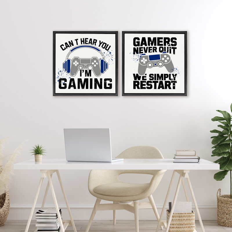 Ensemble de cadres flottants 2 pièces Gamer, Cadre flottant noir de jais, H 18 po x l 18 po