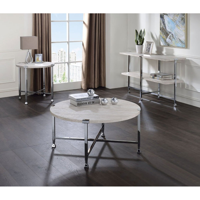 Table d'appoint contemporaine avec plateau en bois et finition en chêne blanc