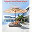 2 parasols de patio en chaume 9 pi, 30 inclinables, manivelle manuelle, matériau en polypropylène, 8 nervures en métal, protection solaire pour patio, piscine, plage, chaume, auvent, nervures