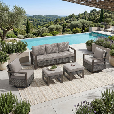 Ensemble de mobilier d'extérieur en osier PE confortable et résistant aux intempéries pour les patios et les jardins