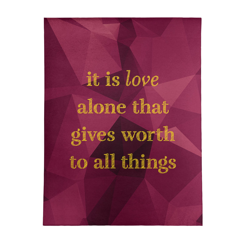 Tapis en poly-chenille avec citation inspirante en faux gemme love, Rectangle 8 pi x 10 pi